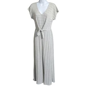 Caution To The Wind Gray Striped Jumpsuit